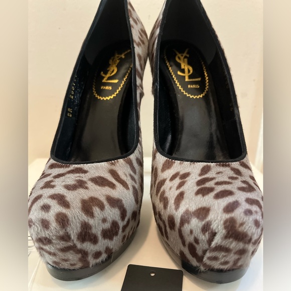 YSL Tribute Pony Hair Leopard Pump UNILEOPARD ANTHRACITE - Picture 3 of 12